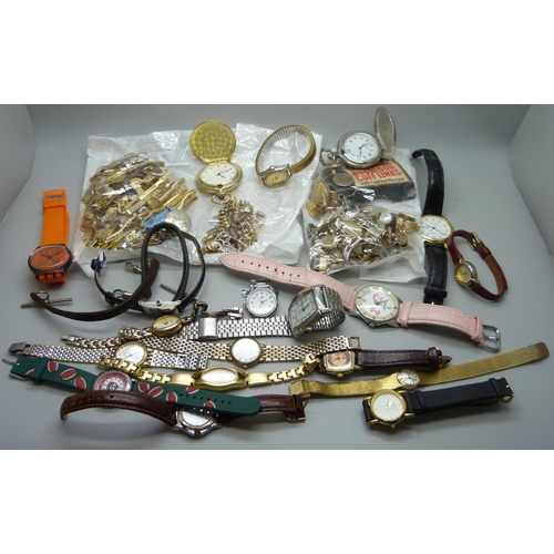 901 - A collection of wristwatches, tie-pins, clips, cufflinks, etc.