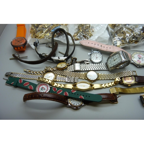 901 - A collection of wristwatches, tie-pins, clips, cufflinks, etc.