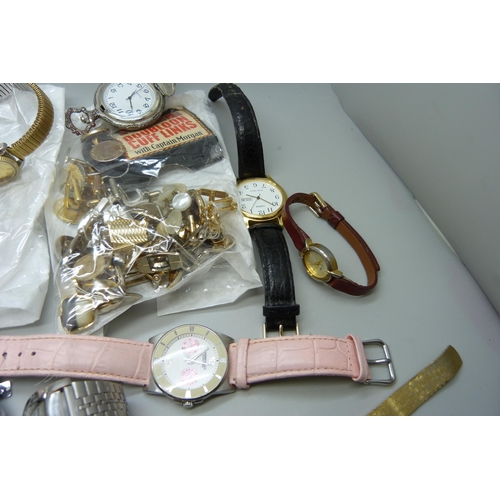 901 - A collection of wristwatches, tie-pins, clips, cufflinks, etc.