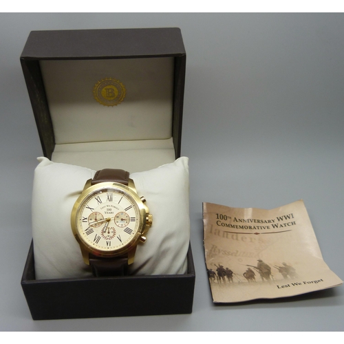 938 - A 'Lest We Forget' 2014 100th Anniversary wristwatch, boxed