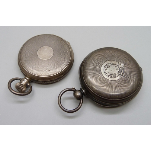 958 - Two silver cased pocket watches, one with inner case bearing ICI inscription, one 800 silver