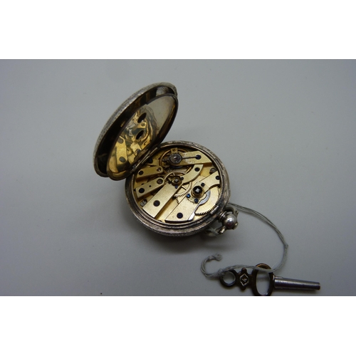 962 - A gold plated Lonville Watch Co., New York and Switzerland pocket watch, lacking loop and case worn,... 