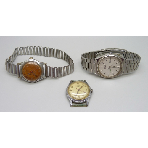 968 - Three gentleman's wristwatches, vintage Pierpont and Rotary and Seiko quartz day-date