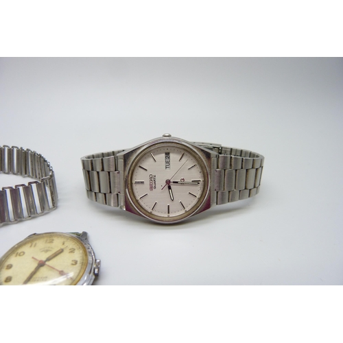 968 - Three gentleman's wristwatches, vintage Pierpont and Rotary and Seiko quartz day-date