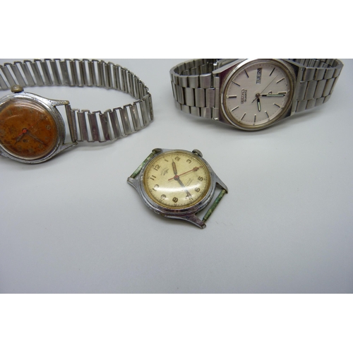 968 - Three gentleman's wristwatches, vintage Pierpont and Rotary and Seiko quartz day-date