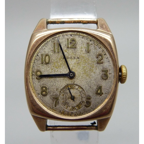 974 - A 1930's 9ct gold Rolex wristwatch, dial and movement stamped Rolex, '17 jewels for all climates', c... 