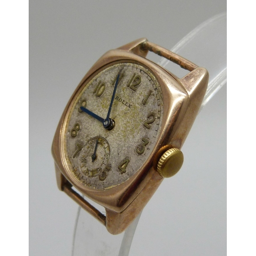 974 - A 1930's 9ct gold Rolex wristwatch, dial and movement stamped Rolex, '17 jewels for all climates', c... 