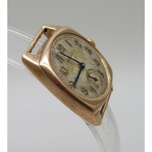 974 - A 1930's 9ct gold Rolex wristwatch, dial and movement stamped Rolex, '17 jewels for all climates', c... 