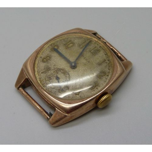 974 - A 1930's 9ct gold Rolex wristwatch, dial and movement stamped Rolex, '17 jewels for all climates', c... 