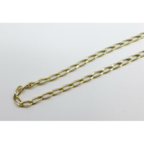 988 - A yellow metal chain, marked 585, 19.3g, 50cm