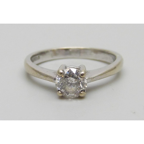 994 - An 18ct white gold diamond solitaire ring, approximately 0.52ct, 2.6g, size I