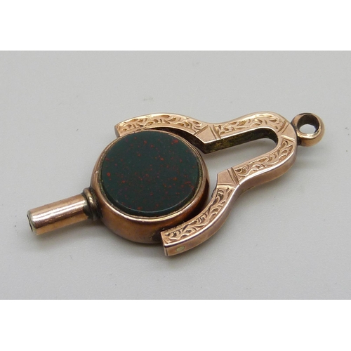 998 - A combination swivel fob/watch key, stamped 10