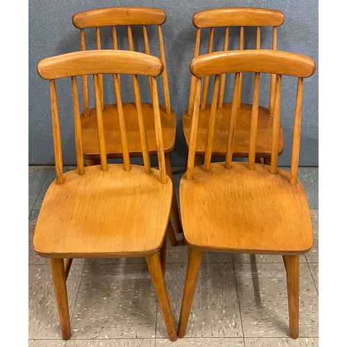 92 - A set of four Scandinavian beech kitchen chairs