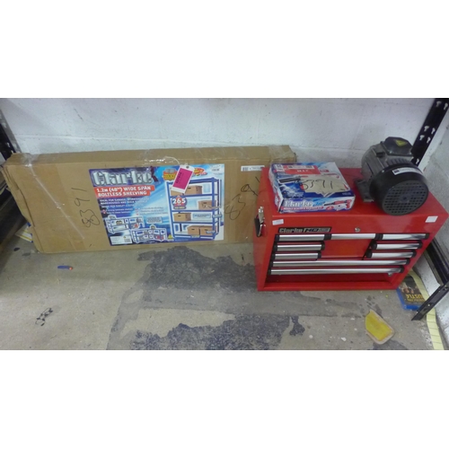 2042 - A Clarke HD Plus CBB210C, 10 drawer tool chest, a Clarke CAT84 air needle scaler and hammer kit, a C... 