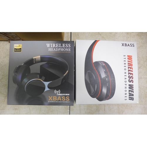 2043 - 11 pairs of headphones - 7 XBass wireless headphones and 4 alternate XBass wireless headphones