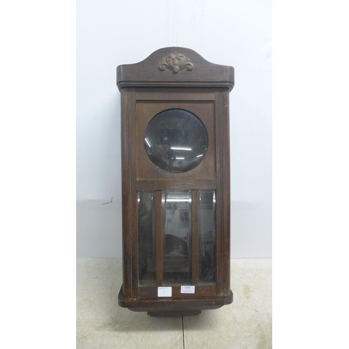 2045 - A vintage oak long cased clock case