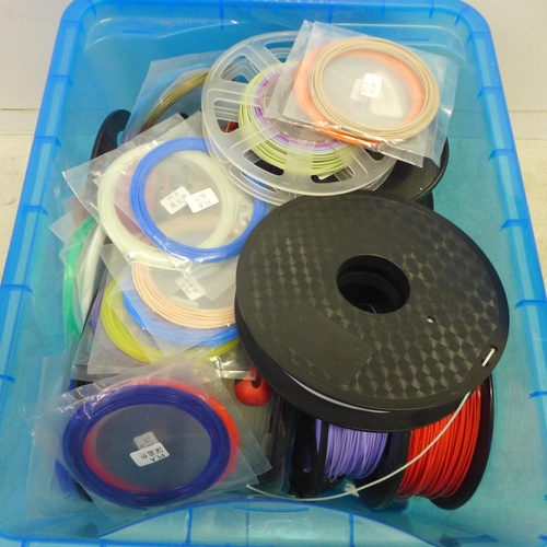 2051 - A box of assorted colour 3D printing filaments