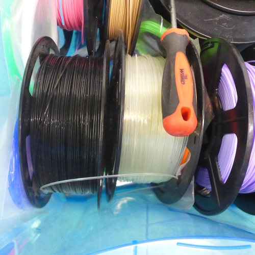 2051 - A box of assorted colour 3D printing filaments