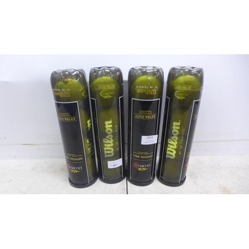 2055 - Four canisters of Wilson US Open Extra Duty tennis balls, four in each, sixteen in total