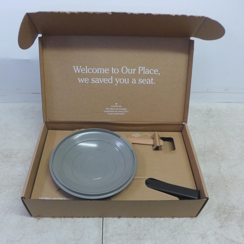 2059 - An Our Place Always pan with lid stainless steel steamer basket and beech wood spatula  - boxed - Ch... 