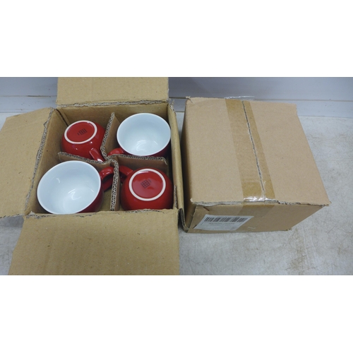 2067 - Two boxed sets of four of Soho House Kitchen Cappuccino mugs and saucers in red