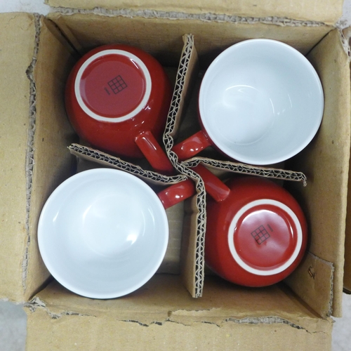 2067 - Two boxed sets of four of Soho House Kitchen Cappuccino mugs and saucers in red