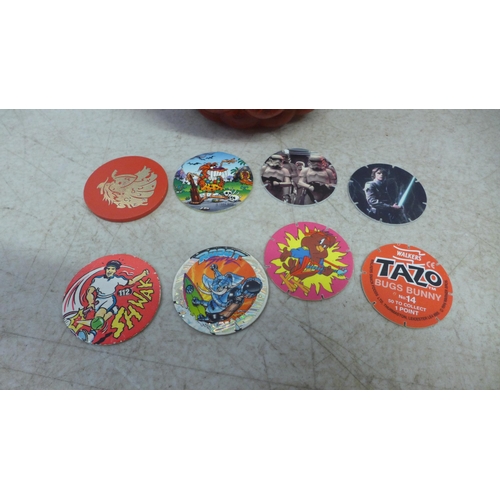 2069 - A collection of assorted POG, Tazo and Slammer Whammers collectable discs