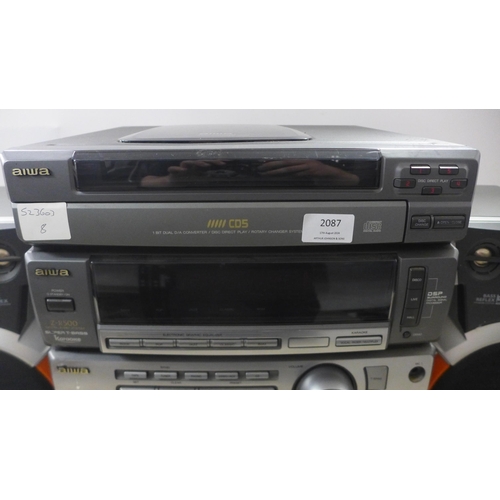 2087 - An Aiwa Z-R500 5 disk changer hi-fi system with compact disc player, stereo double cassette deck, tu... 