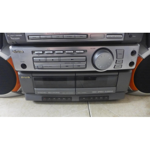 2087 - An Aiwa Z-R500 5 disk changer hi-fi system with compact disc player, stereo double cassette deck, tu... 