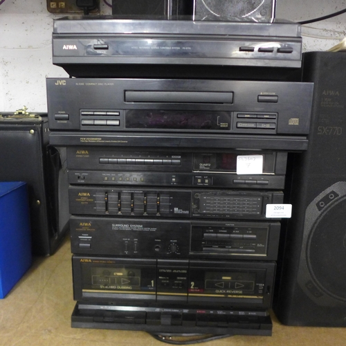 2094 - An Aiwa CX-770K stereo system including an Aiwa PX-E770 turntable, stereo tuner, 5-band graphic equa... 