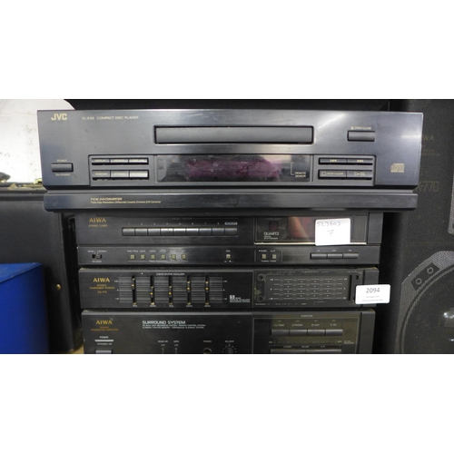 2094 - An Aiwa CX-770K stereo system including an Aiwa PX-E770 turntable, stereo tuner, 5-band graphic equa... 