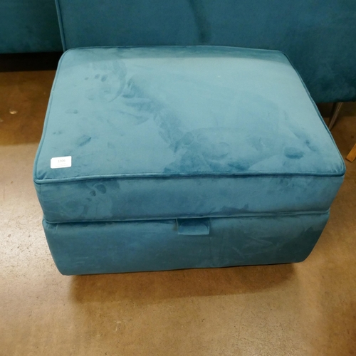 1306 - A turquoise velvet storage footstool