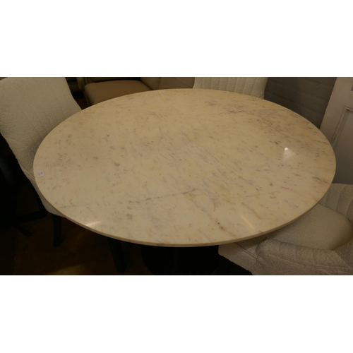 1319 - A circular marble dining table and four boucle chairs, brand new  *This lot is subject to VAT