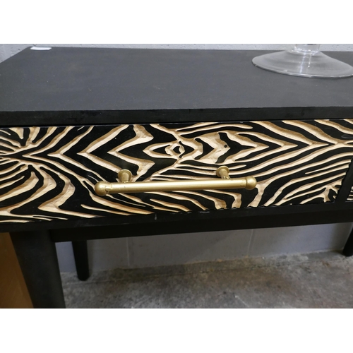 1381 - A two drawer zebra console table