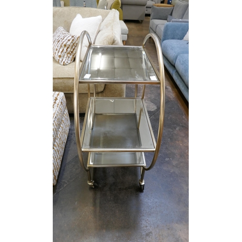 1388 - A champagne silver Art Deco style drinks trolley