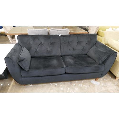 1419 - A Hoxton black velvet three seater sofa - manufacturer's return RRP £799