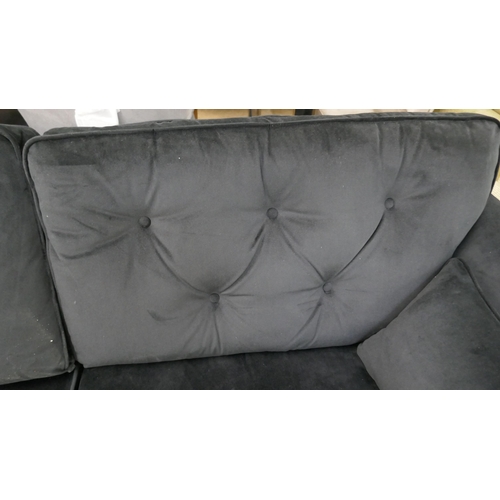 1419 - A Hoxton black velvet three seater sofa - manufacturer's return RRP £799