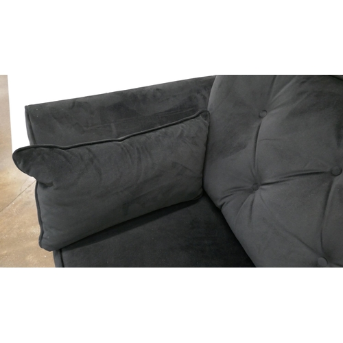 1419 - A Hoxton black velvet three seater sofa - manufacturer's return RRP £799