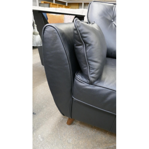 1420 - A Hoxton black leather three seater and two seater sofa - manufacturer's return RRP £2648