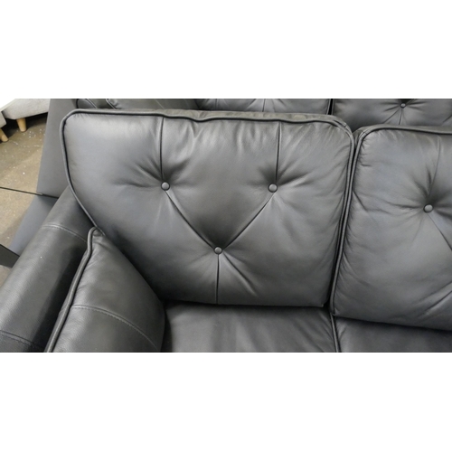 1420 - A Hoxton black leather three seater and two seater sofa - manufacturer's return RRP £2648