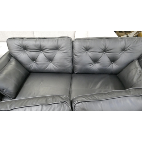 1420 - A Hoxton black leather three seater and two seater sofa - manufacturer's return RRP £2648