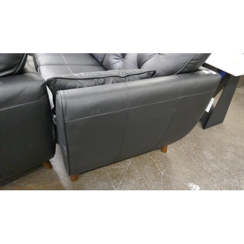 1420 - A Hoxton black leather three seater and two seater sofa - manufacturer's return RRP £2648