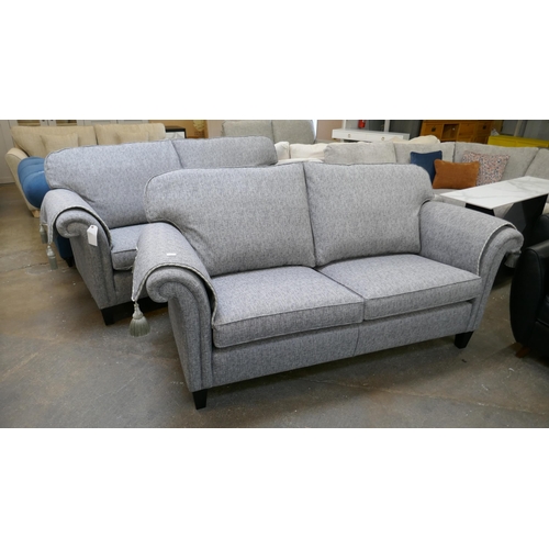 1454 - An MG Designs, Long Eaton, grey weave 3.5 seater sofa and three seater sofa, both interior sprung wi... 