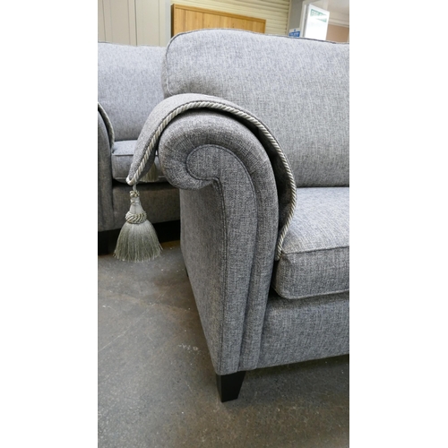 1454 - An MG Designs, Long Eaton, grey weave 3.5 seater sofa and three seater sofa, both interior sprung wi... 