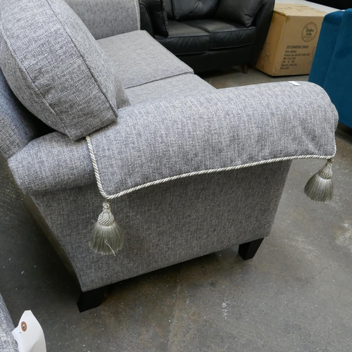 1454 - An MG Designs, Long Eaton, grey weave 3.5 seater sofa and three seater sofa, both interior sprung wi... 