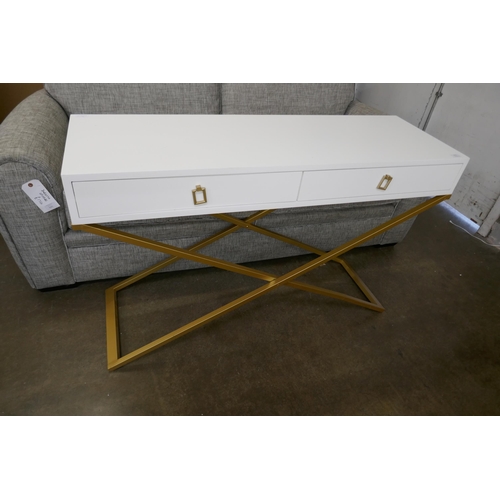 1476 - A white two drawer console table