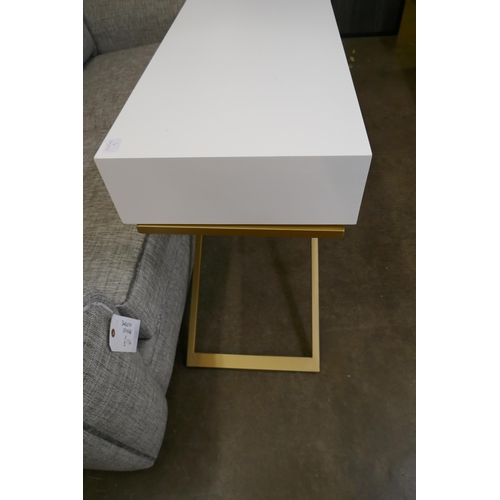 1476 - A white two drawer console table