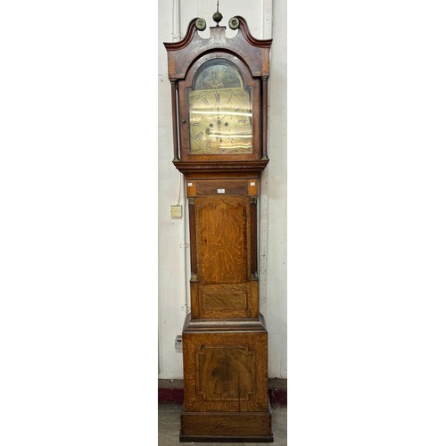 128 - A George III inlaid oak and mahogany 8-day longcase clock