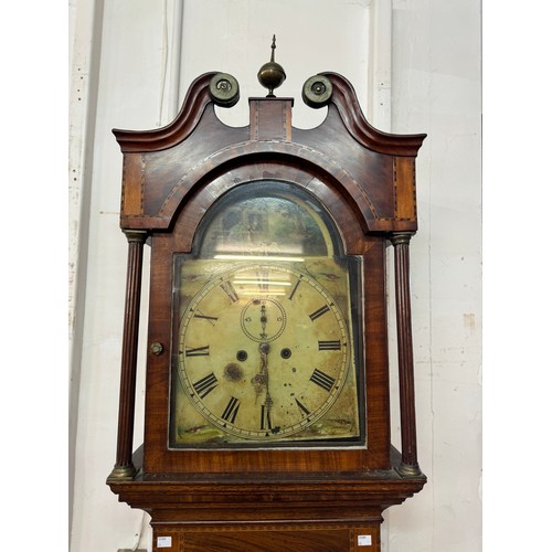 128 - A George III inlaid oak and mahogany 8-day longcase clock