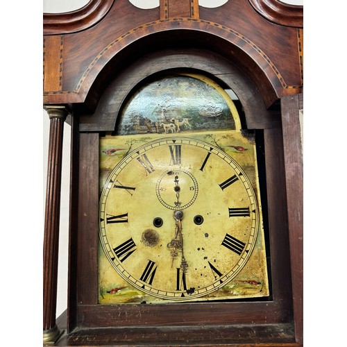 128 - A George III inlaid oak and mahogany 8-day longcase clock